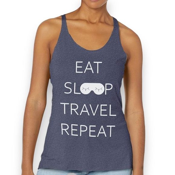 Fifth Sun Tops - FIFTH SUN Eat Sleep Travel Repeat Racerback Tank In Blue Size XL NEW